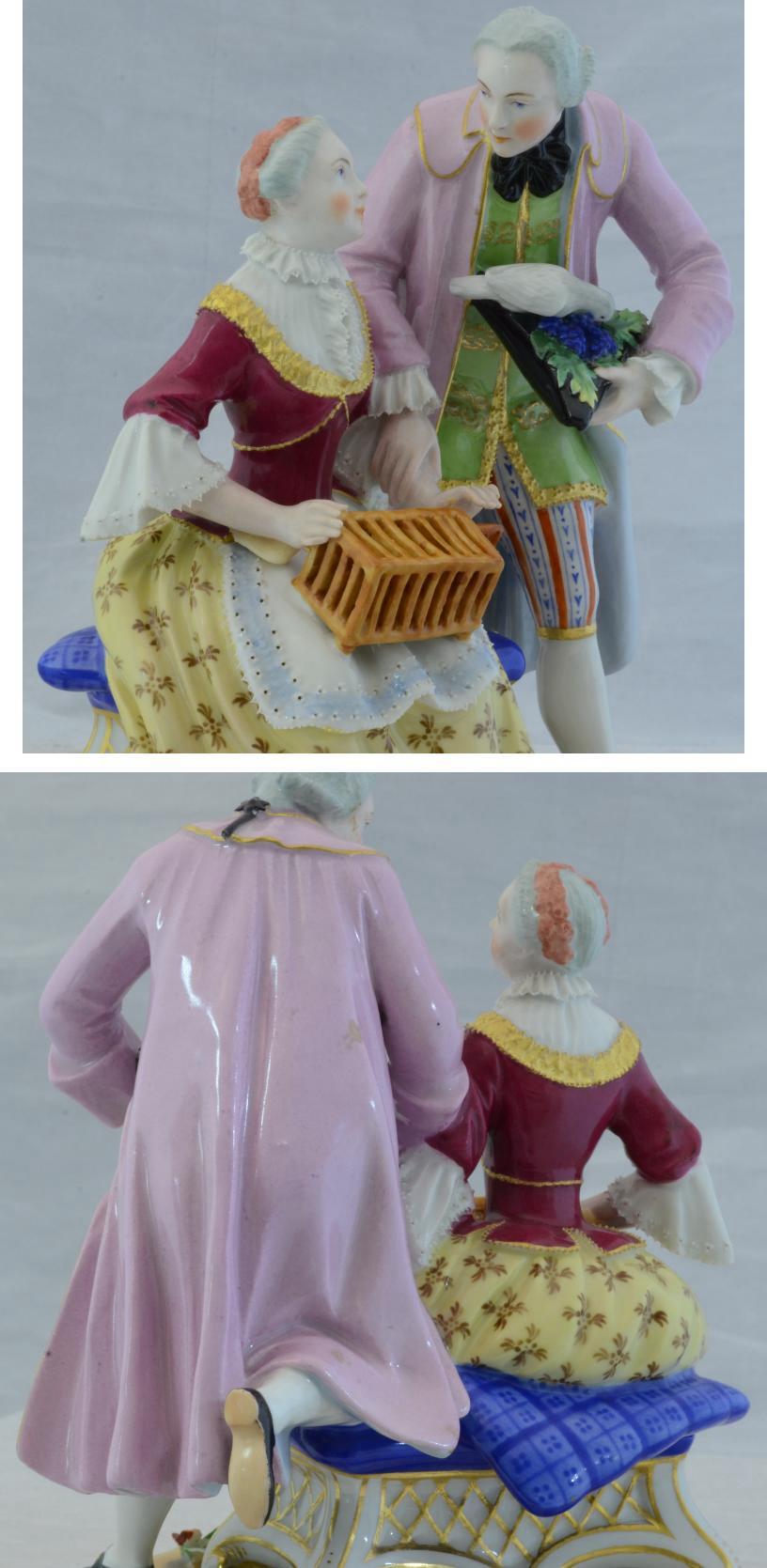 antique royal vienna porcelain double figure figure